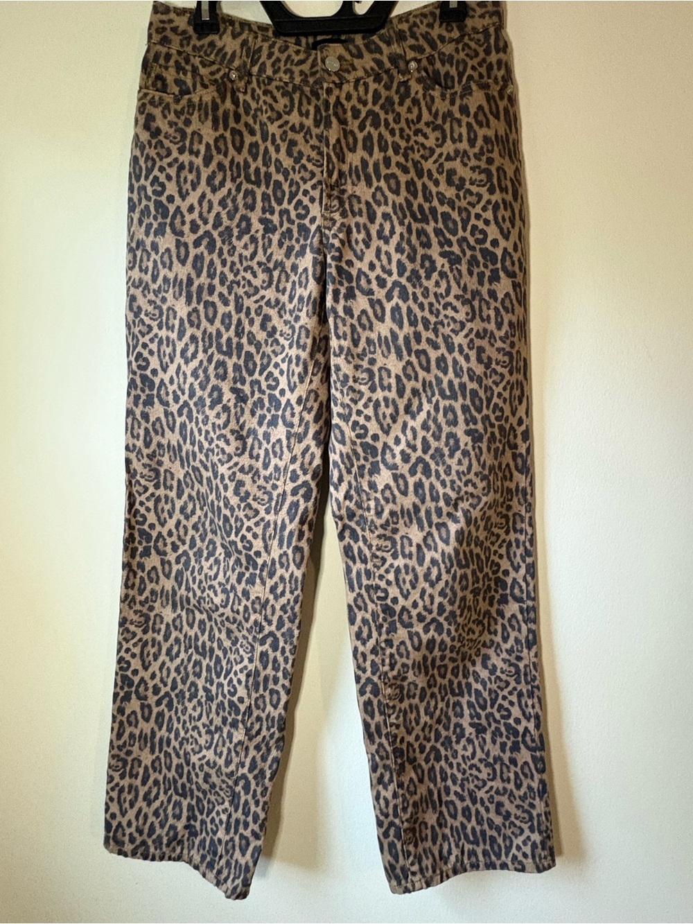 Express Leopard Print Wide-Leg Pants in Brown and Black
